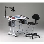 Martin Table g Creation Station with Lamp and Chair Table Marting Creation Station with Lamp and Chair White Base and Top