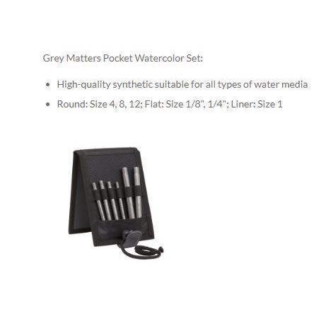 Jack Richeson Grey Matters Pocket Watercolor Brush Set of 6 with Pouch – Additional Image #1