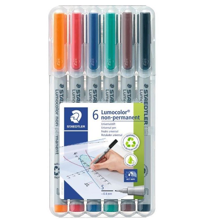 Staedtler Lumocolor 311 Pen Non-Permanent Superfine 6-Color Set