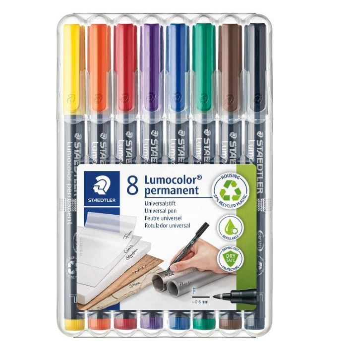 Staedtler Lumocolor 318 Pen Permanent Fine 8-Color Set