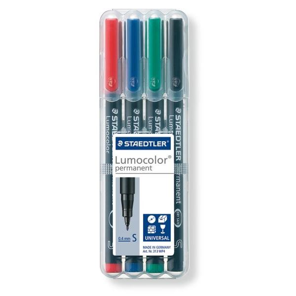 Staedtler Lumocolor 313 Pen Permanent Superfine 4-Color Set