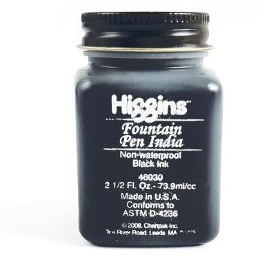 Higgins Ink Fountain Pen India Ink Non-waterproof 2.5oz Black
