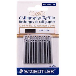 Staedtler Calligraphy Ink Cartridge Black, 12 Pack