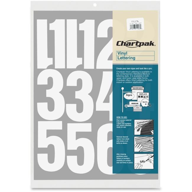 CHARTPAK Press-on Vinyl Numbers 1/2" White 01116 