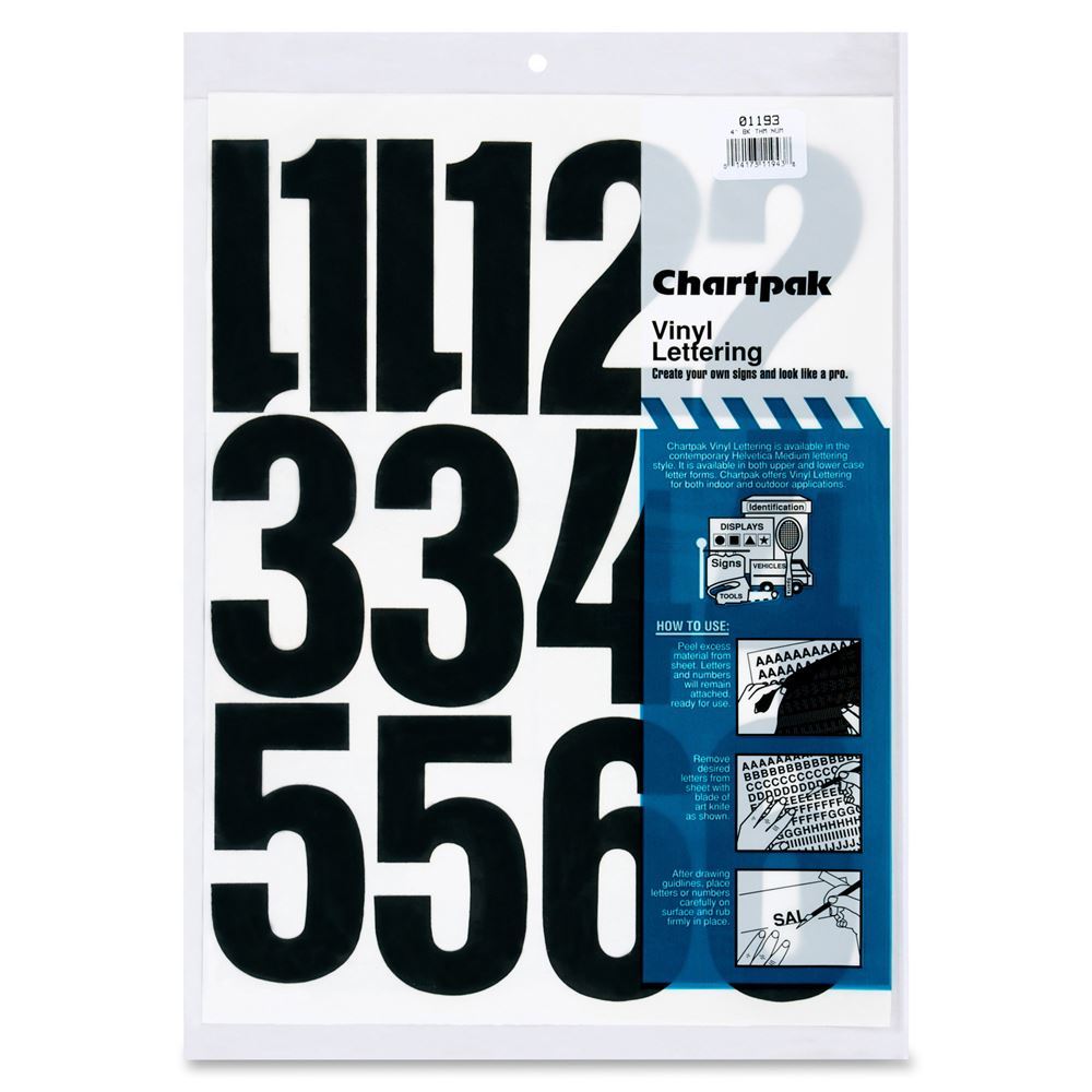 Chartpak Vinyl Numbers 6" Black
