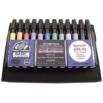 Chartpak, Adsetbhtc Ad Marker Basic Travel 12 Color Set