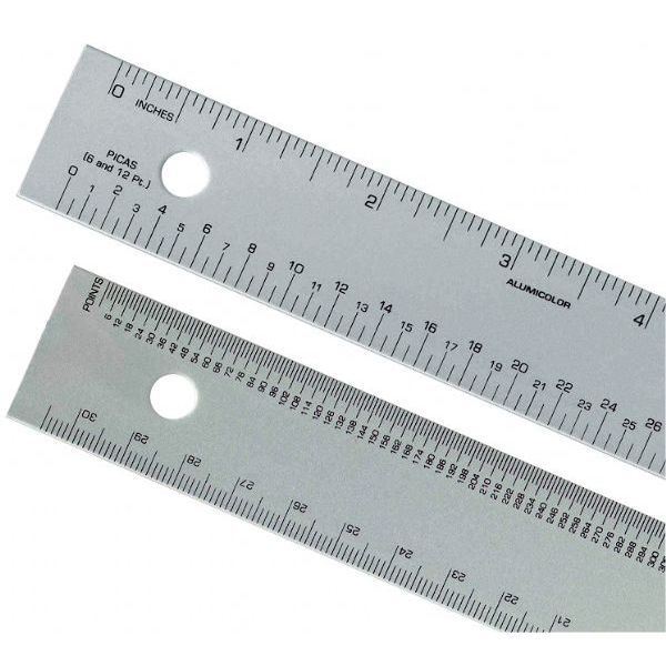 Alumicolor 12" Aluminum Ruler: inches, centimeters, pica, points