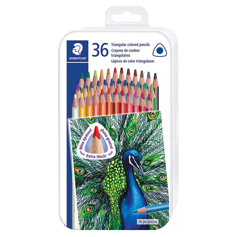 Staedtler Colored Pencil Triangular Metal Tin Set of 36