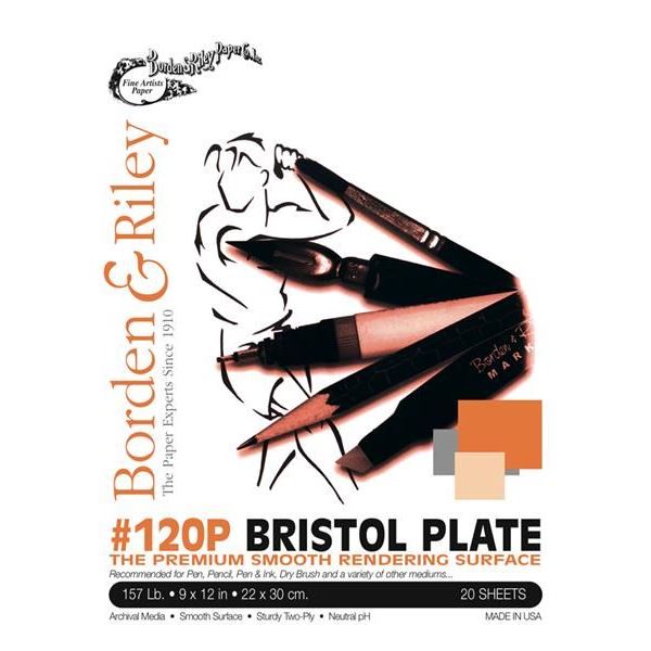 Bristol Plate #120P Pad of 20 Sheets 9X12