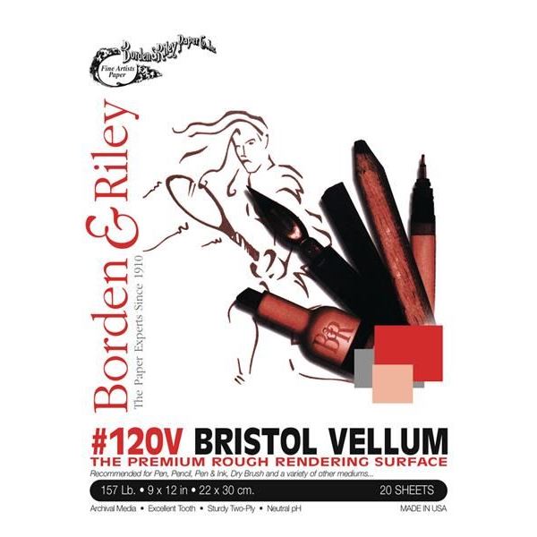 Bristol Vellum No. 120V Pad of 20 Sheets 9X12 - Du-All Art & Drafting Supply