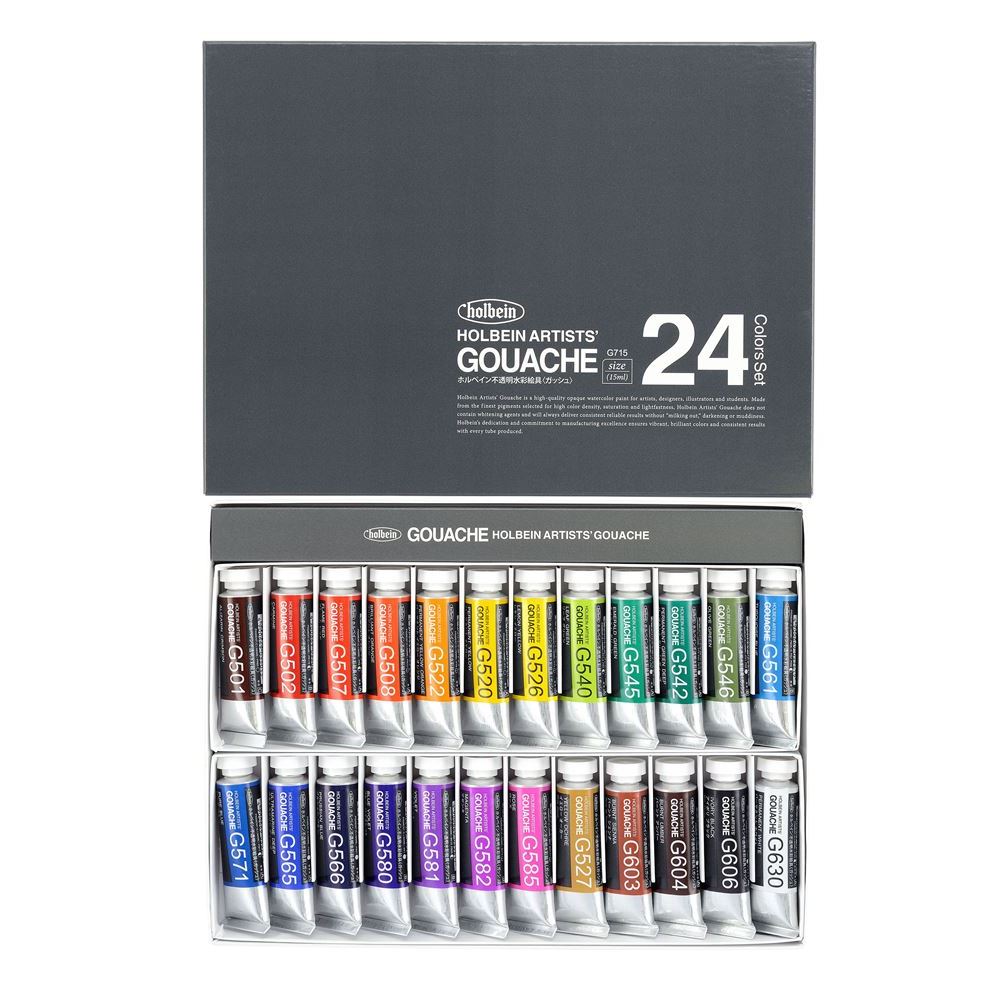 Holbein Artists Opaque Watercolor Gouache 24 Colors Set 15ml Tube G715