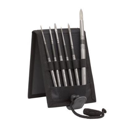 Jack Richeson Grey Matters Pocket Watercolor Brush Set of 6 with Pouch