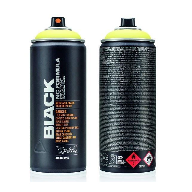Montana Cans Black 400ml Spray Paint nc 50% true yellow BTR1010