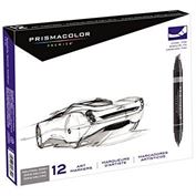 Prismacolor Marker Brush-Fine Tip Set of 12 Cool Grey