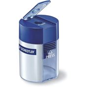 Staedtler Pencil Sharpener Metal 1-Hole Round Blue w/Silver Shaving Cup