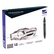 Prismacolor Marker Chisel-Fine Tip Set of 12 Warm Grey