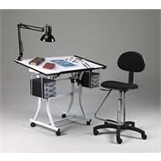 Table Marting Creation Station with Lamp and Chair Table Marting Creation Station with Lamp and Chair White Base and Top